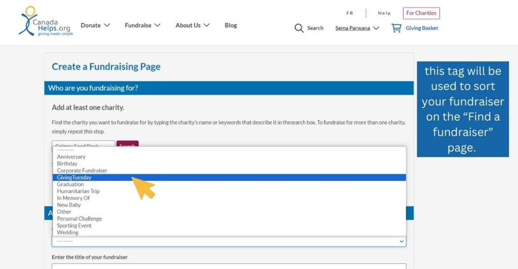 The fundraiser type you choose will be used to sort your page in our search